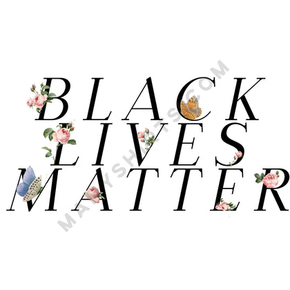 Black Lives Matter Flower T-Shirt Classic Midweight Unisex T-Shirt ManyShirts.com 