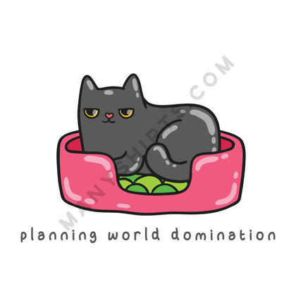 Cat World Domination T-Shirt Classic Midweight Unisex T-Shirt ManyShirts.com 