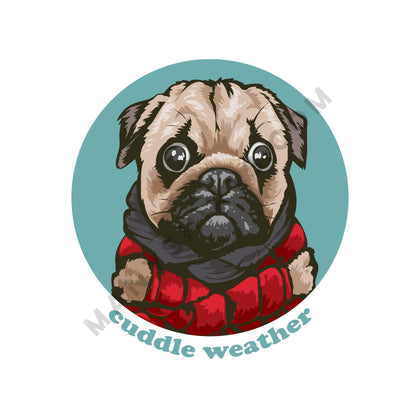 Pug Dog Cuddle Weather T-Shirt Classic Midweight Unisex T-Shirt ManyShirts.com 