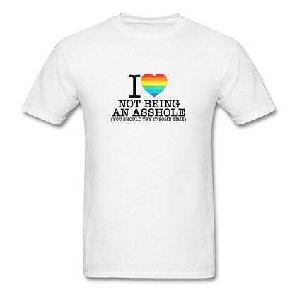 I Love Not Being An Asshole (Rainbow Heart) T-Shirt Classic Midweight Unisex T-Shirt ManyShirts.com S 