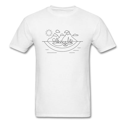 Boats Landscape T-Shirt Classic Midweight Unisex T-Shirt ManyShirts.com white S 