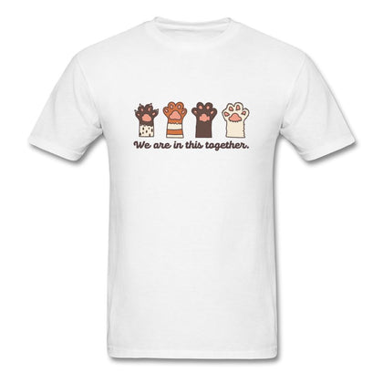 We Are In This Together Cat T-Shirt Classic Midweight Unisex T-Shirt ManyShirts.com white S 