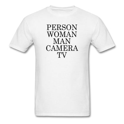Person Woman Man Camera TV Trump T-Shirt Classic Midweight Unisex T-Shirt ManyShirts.com white S 