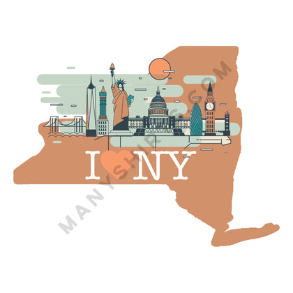 New York T-Shirt (I <3 NY) Classic Midweight Unisex T-Shirt ManyShirts.com 