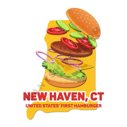 Connecticut T-Shirt (New Haven - First Hamburger) Classic Midweight Unisex T-Shirt ManyShirts.com 