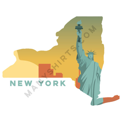 New York T-Shirt (Statue of Liberty 2) Classic Midweight Unisex T-Shirt ManyShirts.com 