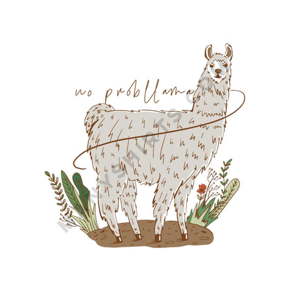 No Probllama (No Problem Llama) T-Shirt Classic Midweight Unisex T-Shirt ManyShirts.com 