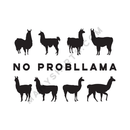 No Probllama T-Shirt (Black and White) Classic Midweight Unisex T-Shirt ManyShirts.com 