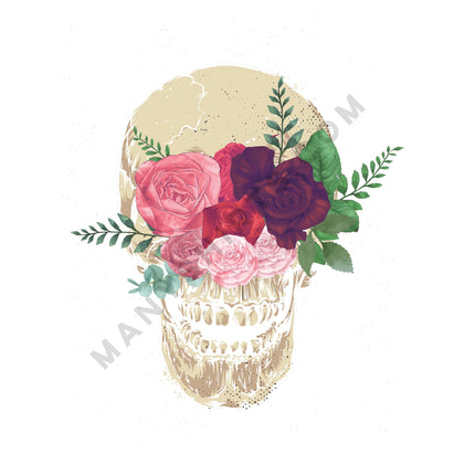 Floral Skull T-Shirt Classic Midweight Unisex T-Shirt ManyShirts.com 