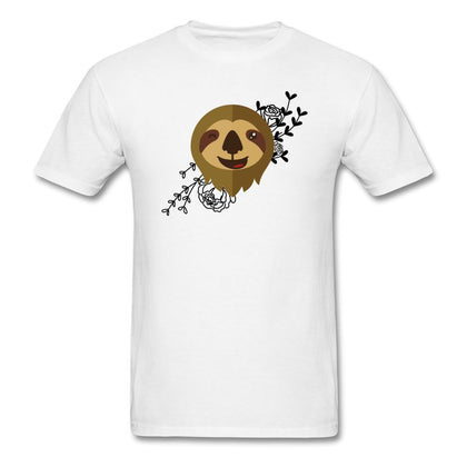 Sloth B&W Flower T-Shirt Classic Midweight Unisex T-Shirt ManyShirts.com S 